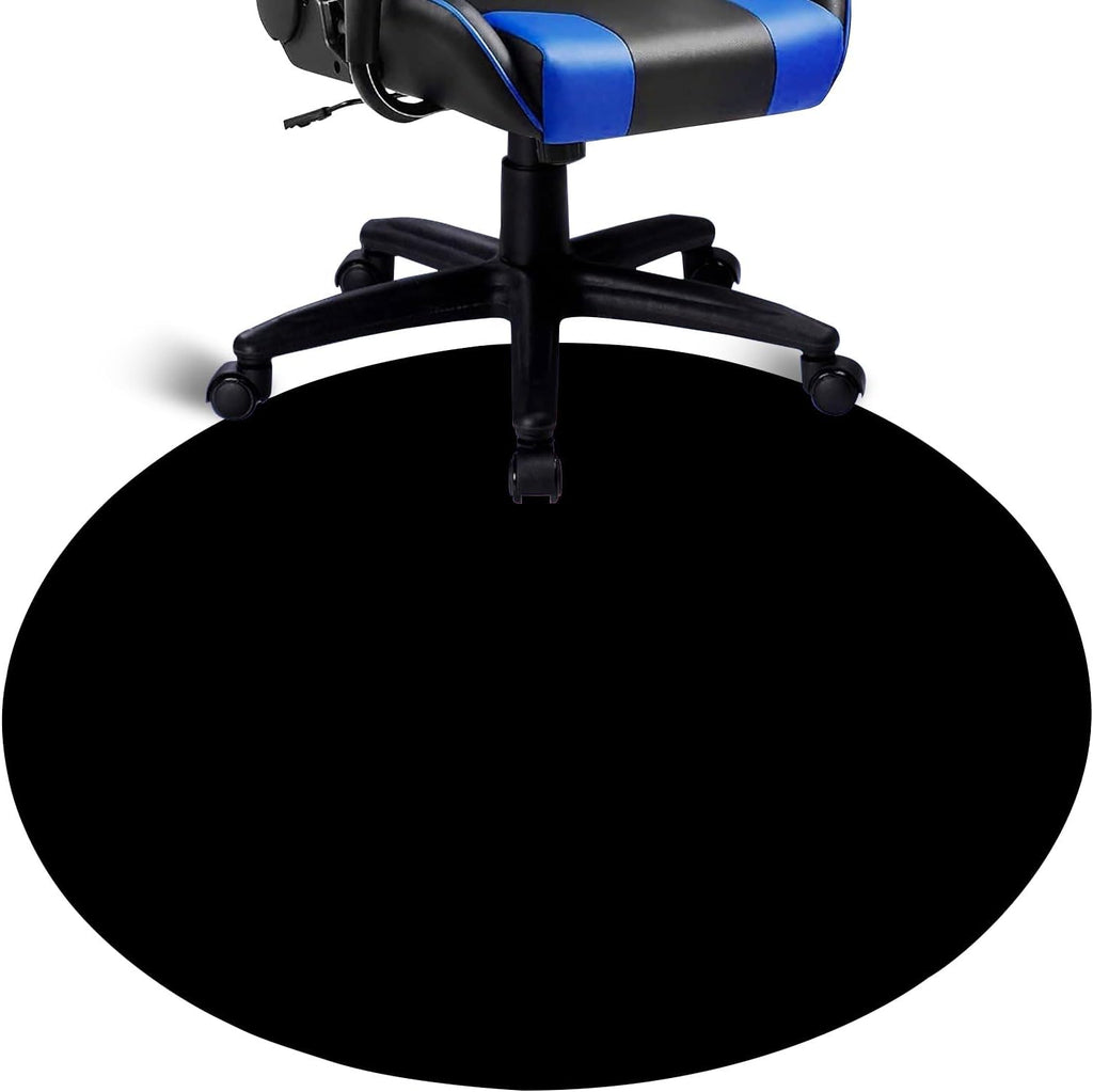 Custom Round Desk Chair Mat for Hard Floor & Tile, Personalized with Photo Text Logo, Anti-Slip, 36" Diameter, Black