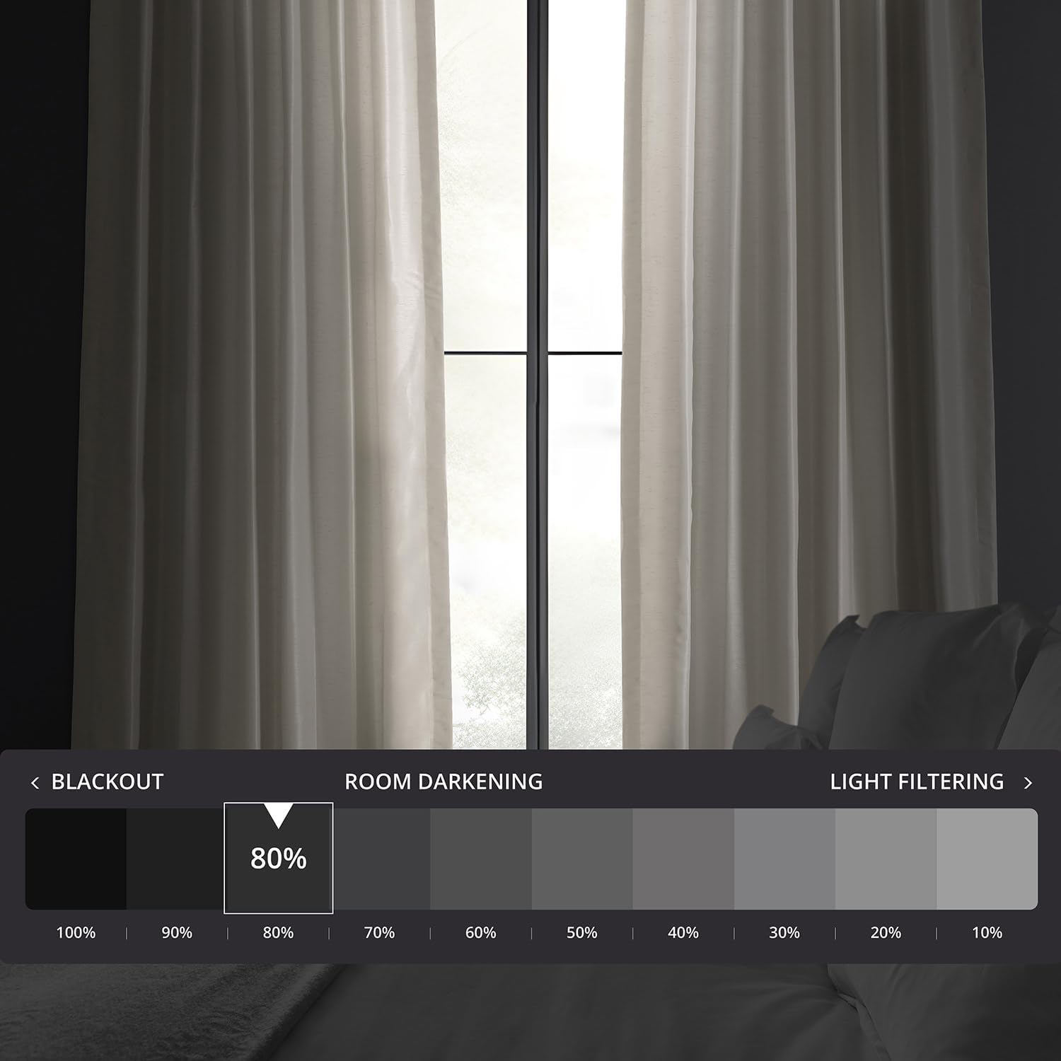 Faux  Silk Curtain Vintage Textured for Room Decor 50" W x 96" L (1 Panel), Mist Grey