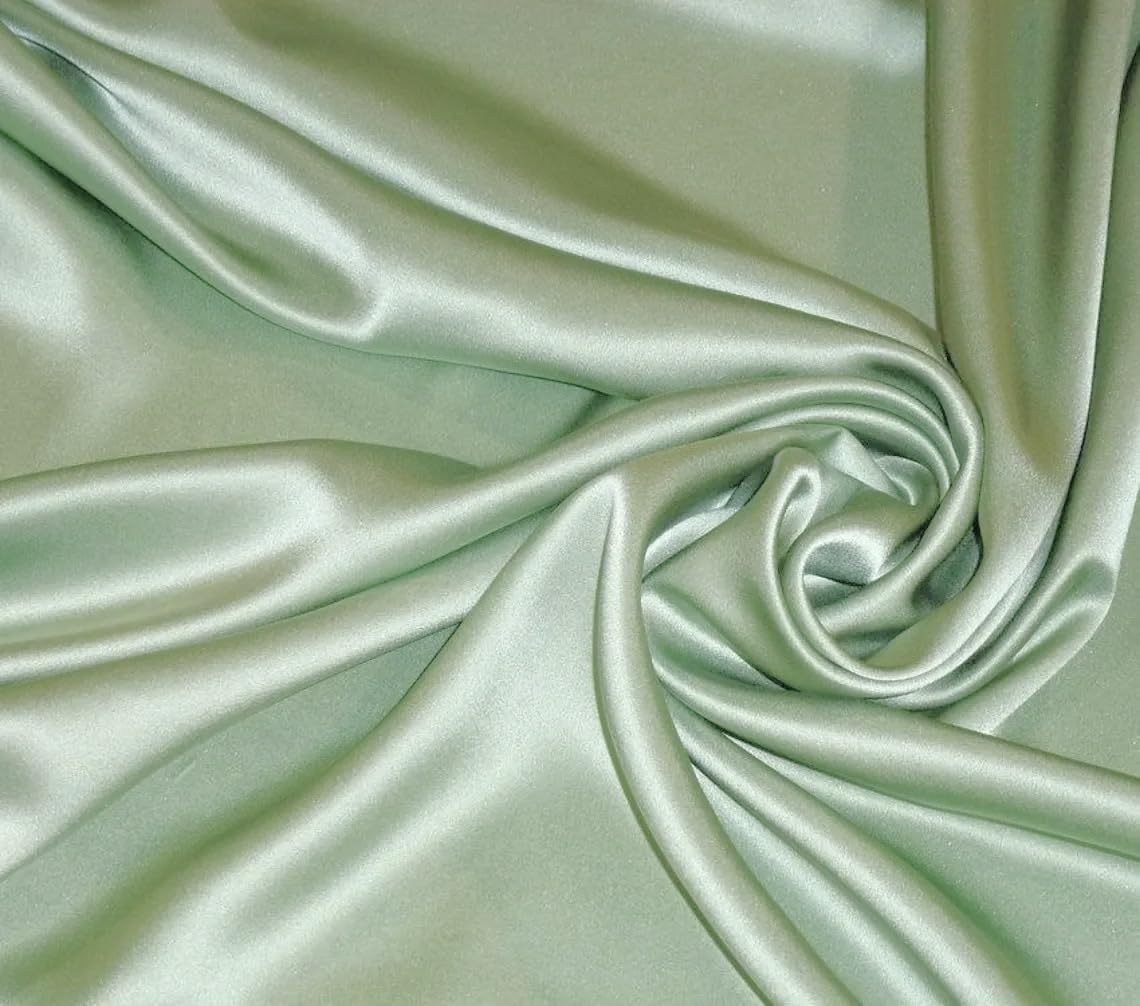 Semi Sheer Curtains Rod Pocket Light Filtering Faux Silk Texture W52 X L95 (MR2) (2, Sage Green)