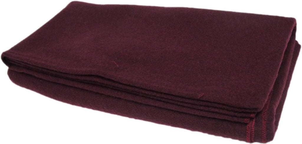 Wool Blanket, Soft Loom Woven, 66" x 84" Color Burgundy