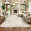 Washable Faux Wool Rug 8' x 10' | Vintage Style | Non-Slip & Foldable | Beige | Ideal for: Living Room, Bedroom, Dining Room