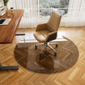 46"x46" Glass Chair Mat for Carpet - Tempered Glass Floor Mat Heavy Duty Hard Floor Round, Office Chair Mat Computer Floor Mat with 4 Anti-Slip Pads Grey