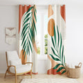 Mid Century Modern Curtains Set Thick Cotton Boho Curtain Blackout for Bedroom Bohemian Style Decor Window Leaf Print Classical Drapes for Living Dining Room, 2 Panels, W52×84L
