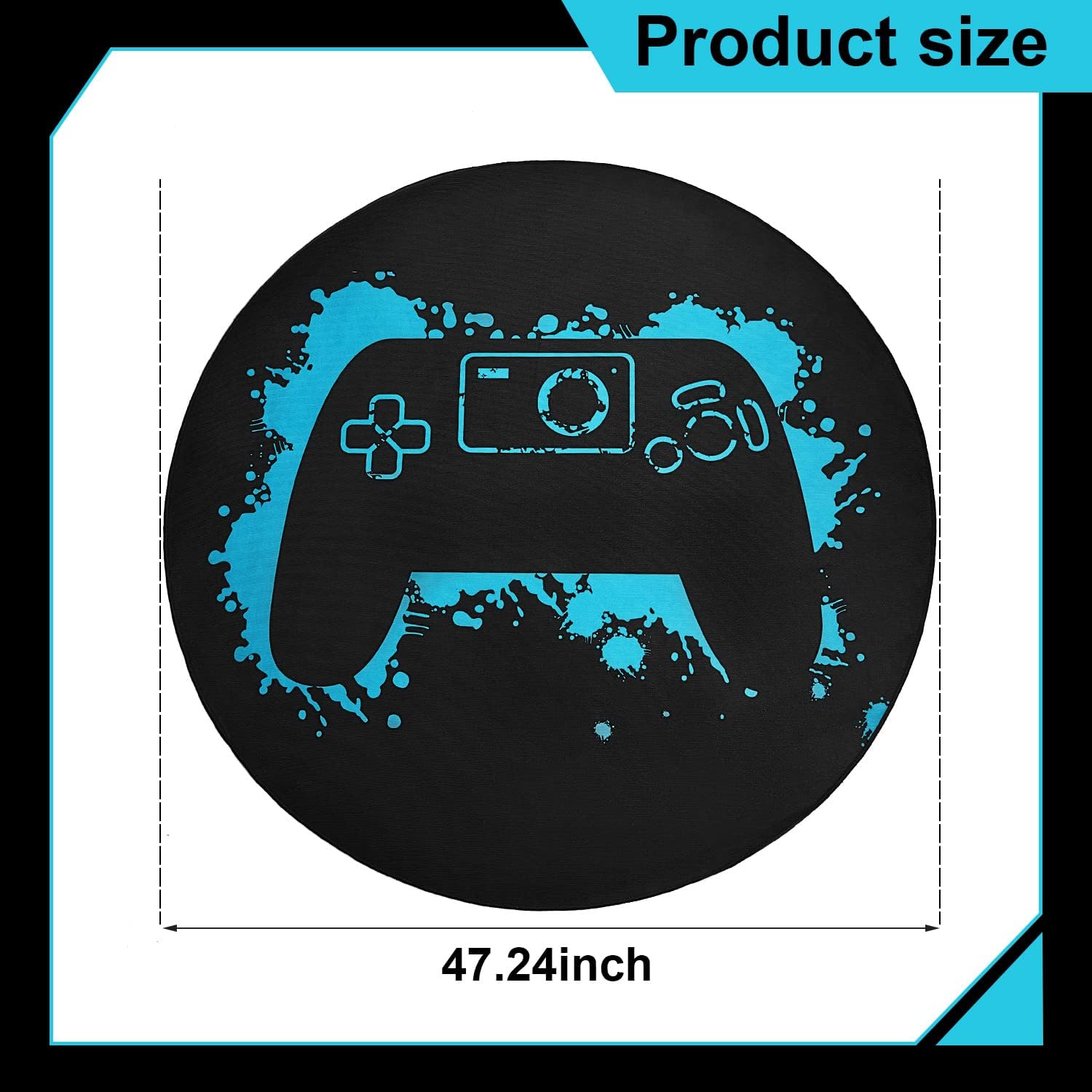 Gaming Chair Mat Round Chair Mat for Hardwood Floor Gaming Rugs Antislip Carpet Rug Floor Protector for Room Home Office, 47 Inch