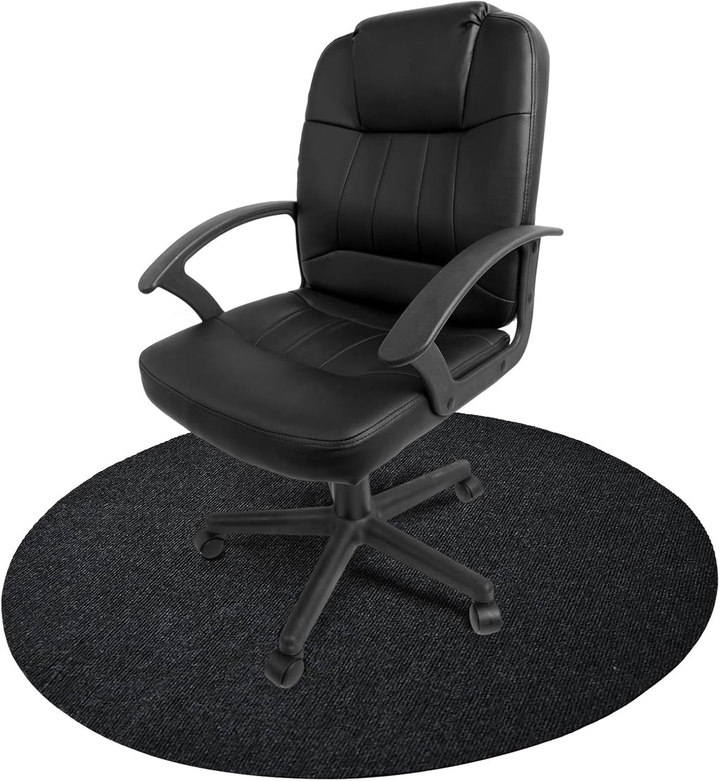 36" Rolling Office Chair Mat for Carpet & Hardwood Floors Round Desk Chair Mat Rug Hard Floor Protector Cover Home Floor Mat for Computer Desk Rolling Chair Office (Black)