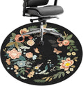 Office Chair Mat for Hardwood Floor 47"X 47" Round Gaming Rolling Chairs Rugs for Office Computer Desk Chair Non-Slip Game Protector Mats for Hard Floor & Tile Floor,Carpet Decor(Black Flowers)