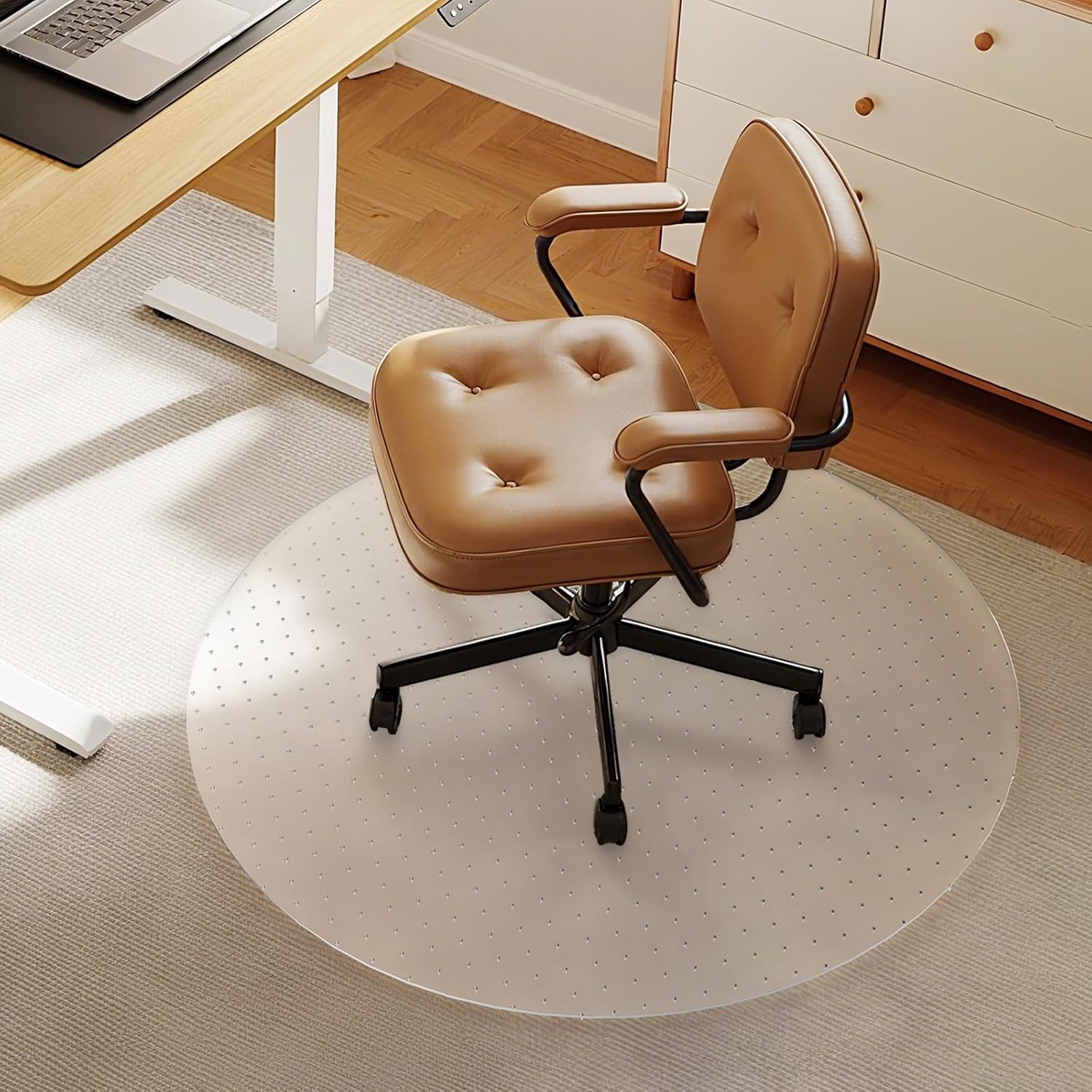 Office Chair Mat for Carpet - 36x36 Inch Plastic Computer Desk Floor Protectors for Chairs Clear Under Desk Rug Pad for Rolling Gaming Chair