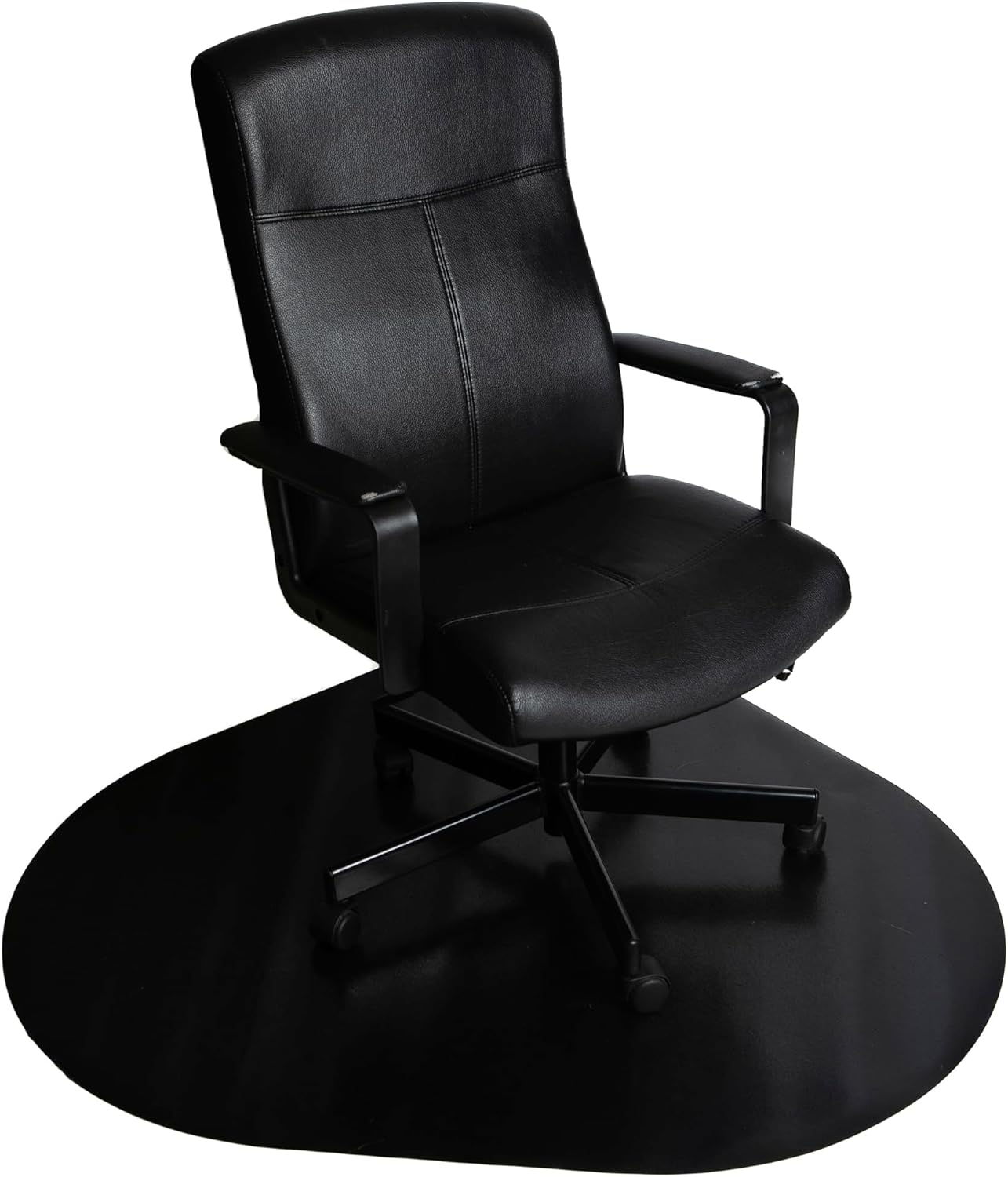 Rounded Triangle Desk Chair Mat – Heavy-Duty PVC Mats Optimised for Carpet Floor Protection, Black, 46x50 Inches, Made in The USA