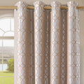 Light Khaki and Silvery 100% Blackout Curtains 84 Inch Length 2 Panels, Jacquard Thermal Insulated Noise Reducing Grommet Drapes for Bedroom Living Room, 2pcs, 52" W x 84" L