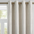 Beige and Silvery 100% Blackout Jacquard metric Pattern Curtains,52 Inch Wide 96 Inches Long 2 Panels, Thermal Insulated Noise Reducing Anti-Rust Grommet Drapes for Bedroom Living Room, Cream