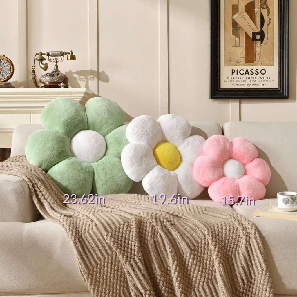 Pink Flower Pillow，Flower Shaped Throw Pillow 15.7In Daisy Pillow Cushion Cute Flower Seating Cushion Home Decorative Pillows for Sofa Couch Bed