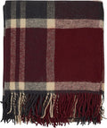 Cozy Wool Blanket, 100% New Zealand Wool, Tartan Design, Red & Blue, 67 x 79 in, Queen Size