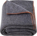 Wool Camping Blanket, Large Warm Stadium Blanket, Flame Retardant, Great for Outdoors, Picnics, Hiking, Sports Events, Travel, Car & Bushcraft Survival Kits, 64" x 88", Light Grey Wool Blankets
