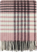 | Wool Blanket/Throw | 100% New Zealand Wool | Perfect for Home and Outdoors | Virgin Wool Blanket with Fringes 55"x79"(140 x 200 cm) (Pink/White/Black)