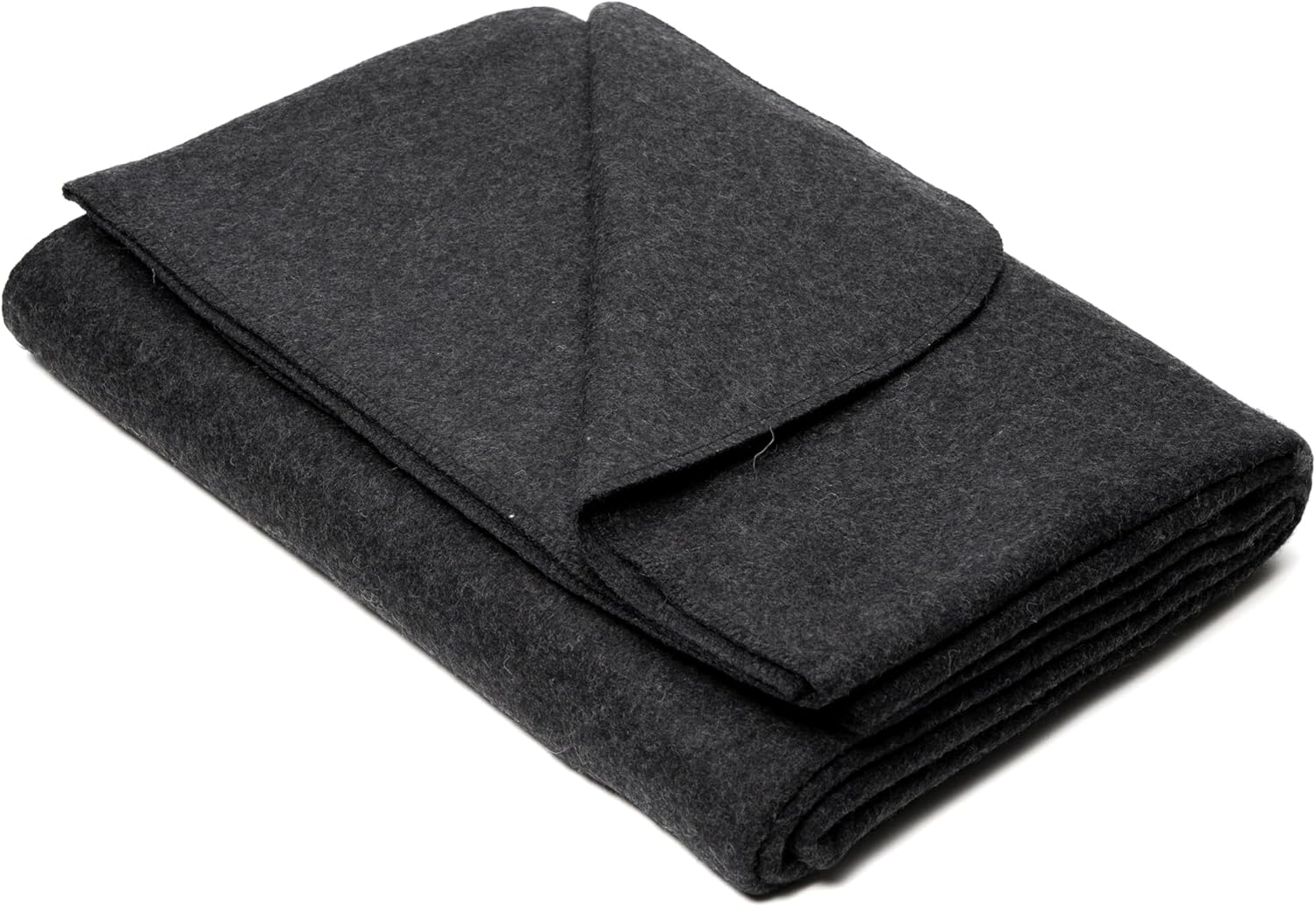 Wool Blanket - Soft, Durable, Warm, and Lightweight – No Frills - Perfect for Camping, Home, or Emergency Use - 64in x 88in (Charcoal)