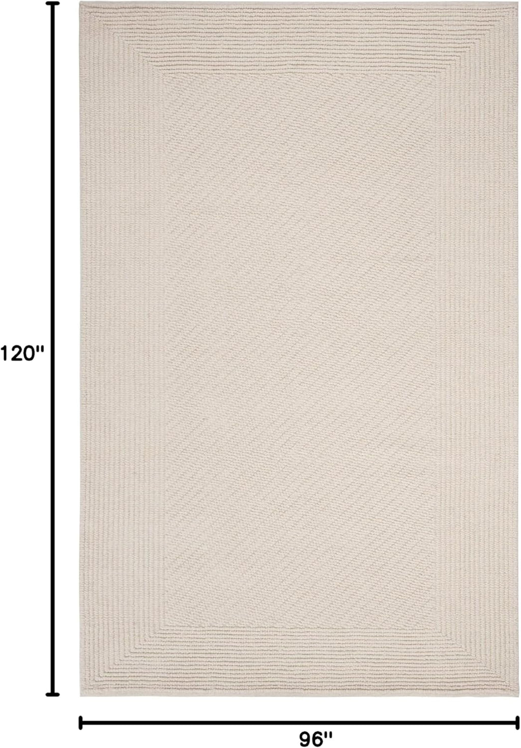 Handmade Wool Rug 8' x 10' | Large Size | Ivory | Ideal for: Living Room, Bedroom, Dining Room