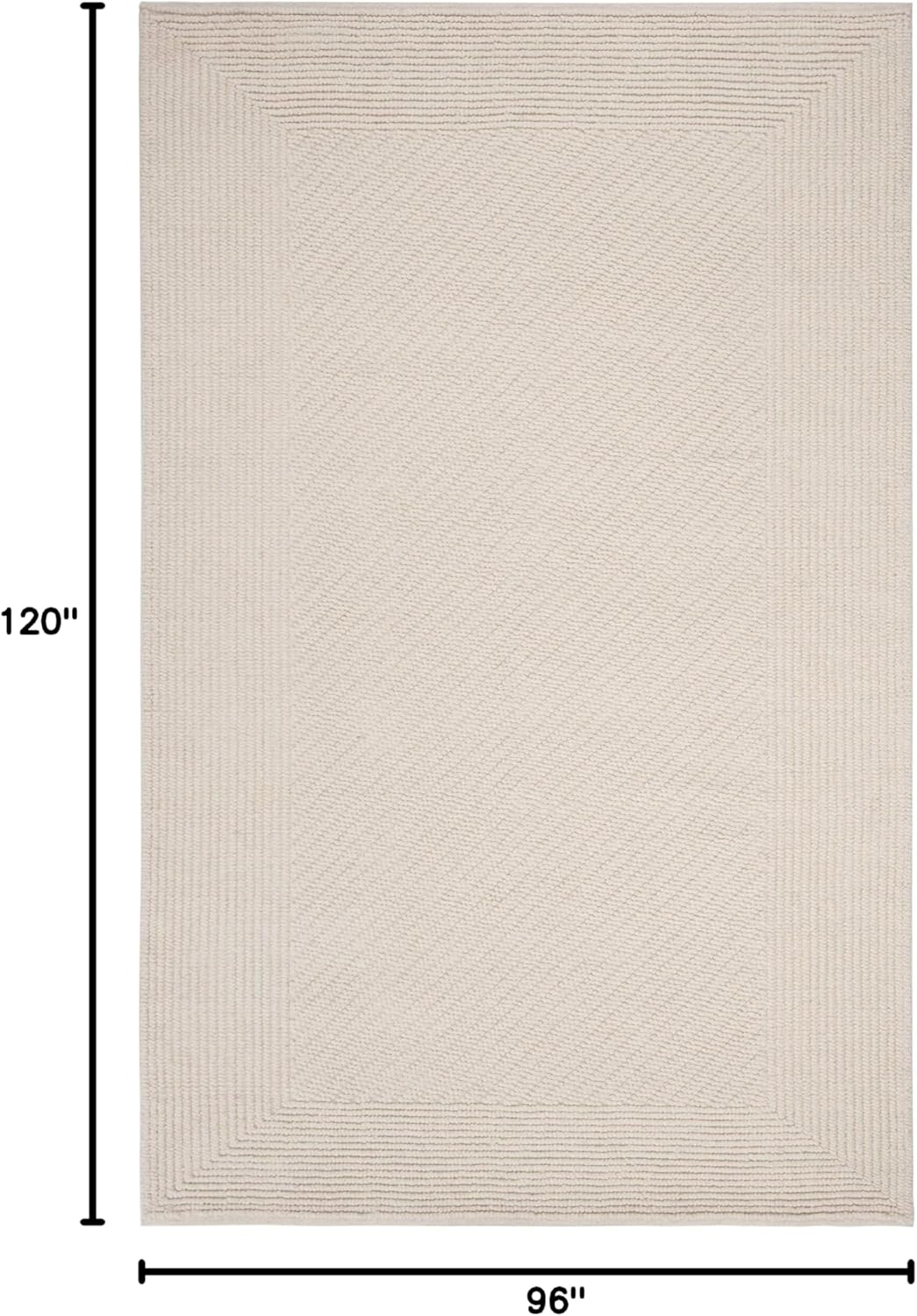 Handmade Wool Rug 8' x 10' | Large Size | Ivory | Ideal for: Living Room, Bedroom, Dining Room
