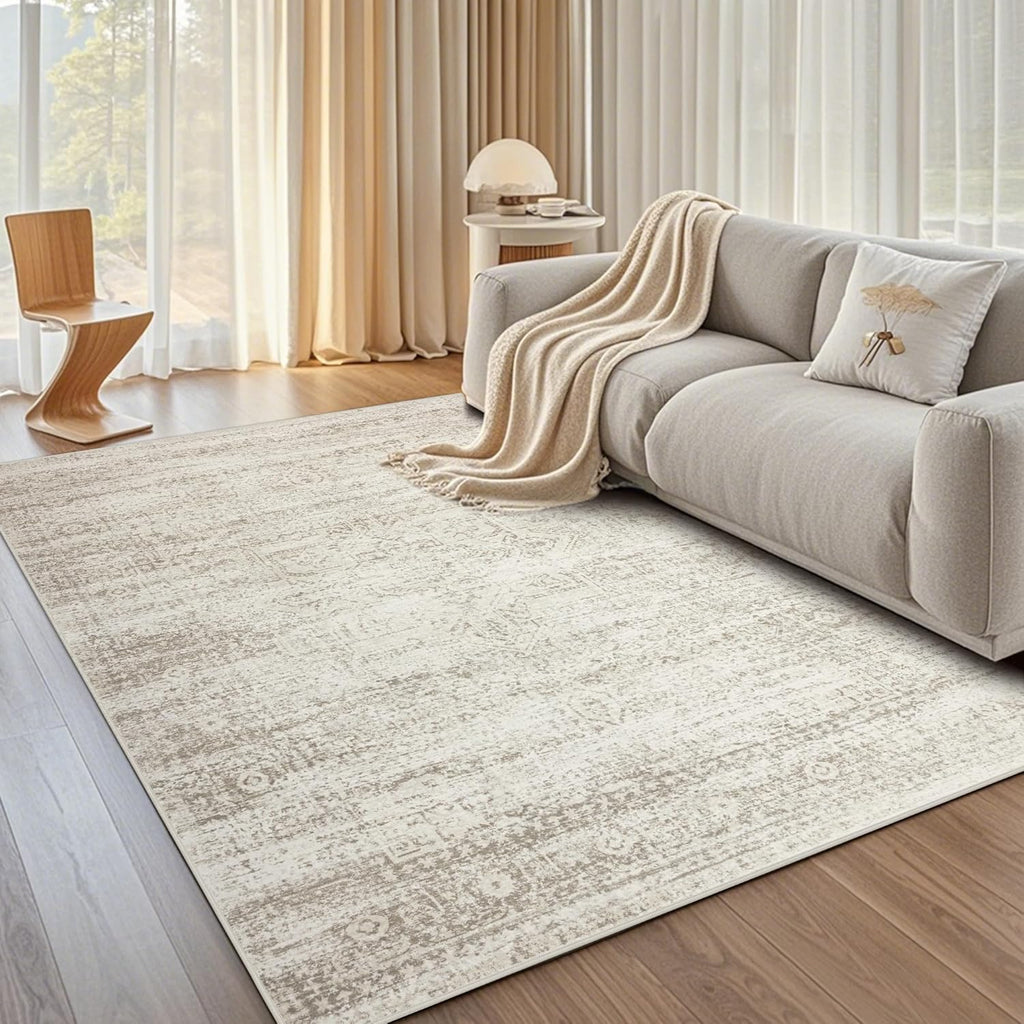 Washable Faux Wool Rug 8' x 10' | Vintage Print | Non-Slip & Non-Shedding | Soft, Low Pile | Ideal for: Living Room, Bedroom, Dining Room