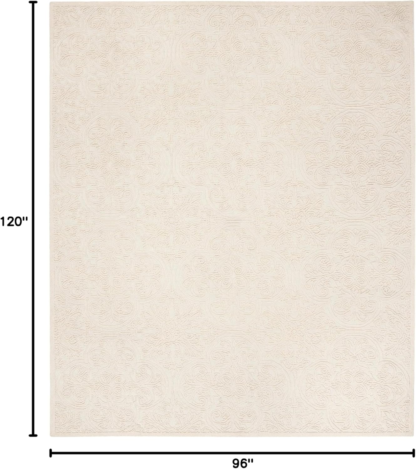 Large Handmade Wool Rug 8' x 10' | Ivory | Ideal for: Living Room, Bedroom, Office, Dining Room