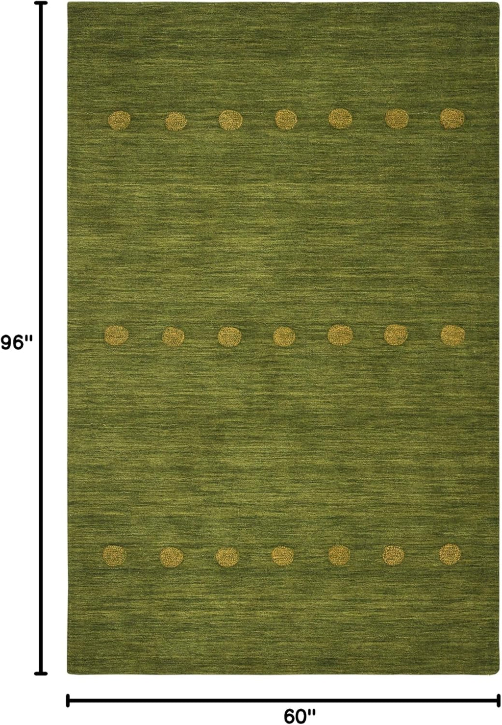 Handmade Textured Dot Wool Rug 5' x 8' | Green | Suitable for High-Traffic Areas | Ideal for: Living Room, Bedroom