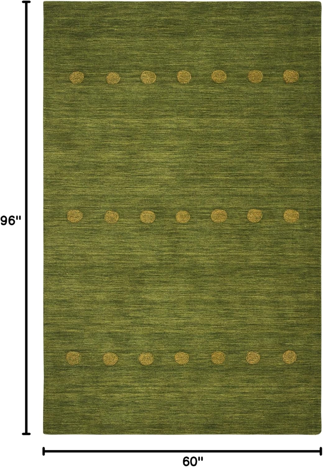 Handmade Textured Dot Wool Rug 5' x 8' | Green | Suitable for High-Traffic Areas | Ideal for: Living Room, Bedroom