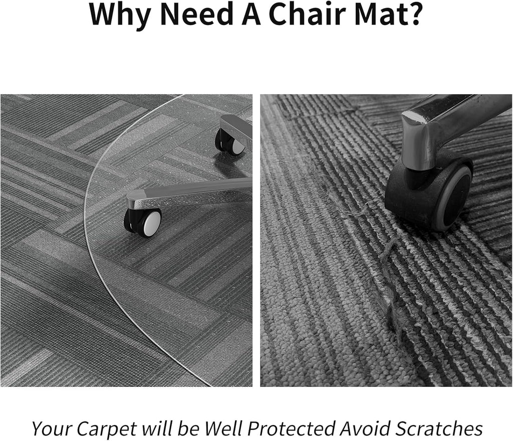 Office Chair Mat for Carpet, 48" Round Clear Home Chair Mat Carpet Protector with Non-Slip Studded for Computer Office Desk Rolling Chair