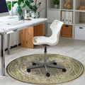 Office Chair Mat for Hardwood Floor, Vintage Bohemian Computer Gaming Rolling Chair Mat, Anti-Slip Backing Low-Pile Office Rug Floor Mat for Home Office, Green Round, 40x40