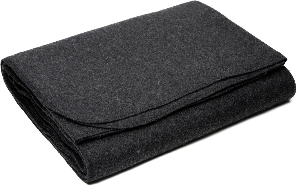 Wool Blanket - Soft, Durable, Warm, and Lightweight – No Frills - Perfect for Camping, Home, or Emergency Use - 64in x 88in (Charcoal)