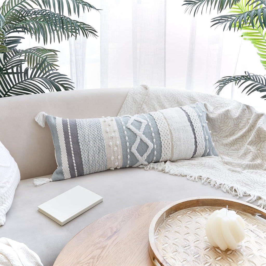Decorative Boho Lumbar Pillow Cover 14x36 – Beautiful Throw Pillow with Soft Texture for Bed, Couch Decor or as Body Cushion – A Stylish Addition to Your Bedroom
