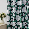 Dark Green Vintage Floral Blackout Curtains for Bedroom 84 inches Long 2 Panels Print White Flower Room Darkening Window Drapes for Living Room
