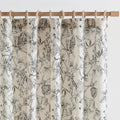 Floral Curtains 90 Inch Length Black Flower Linen  Curtains for Living Room French Country Vintage Curtains Rod Pocket Curtains Set 2 Panels Balck Flower Printed Curtains