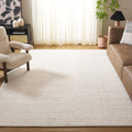 Handmade Wool Rug 8' x 10' | Large Size | Ivory | Ideal for: Living Room, Bedroom, Dining Room