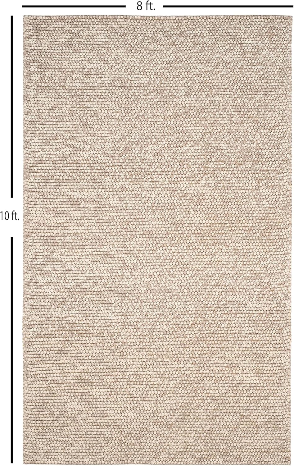 100% Handmade Wool Rug 8' x 10' | Popcorn Texture | Beige | Modern Style | Ideal for: Living Room, Bedroom