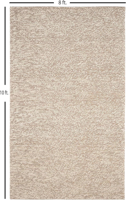 100% Handmade Wool Rug 8' x 10' | Popcorn Texture | Beige | Modern Style | Ideal for: Living Room, Bedroom