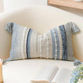 Decorative Lumbar Throw Pillow Cover 14x24 Boho Coastal Blue Accent Cushion for Couch Sofa Farmhouse Pillowcase for Bedroom Living Room Home Décor Cover ONLY