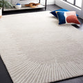 Handmade Abstract Pattern Wool Rug 4' x 6' | Natural & Ivory Tones | Ideal for: Entryway, Living Room, Bedroom