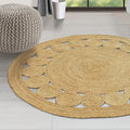 Round Jute Rug (3-Foot) — Hand-woven; combines Bohemian flair with rustic charm; soft texture, reversible design; suitable for indoor entryways, kitchens, bedrooms, living rooms, and hallways (3-Foot Round)